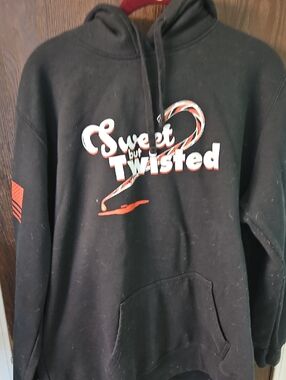 Grunt Style Black Hoodie with Red and White Candy Graphic